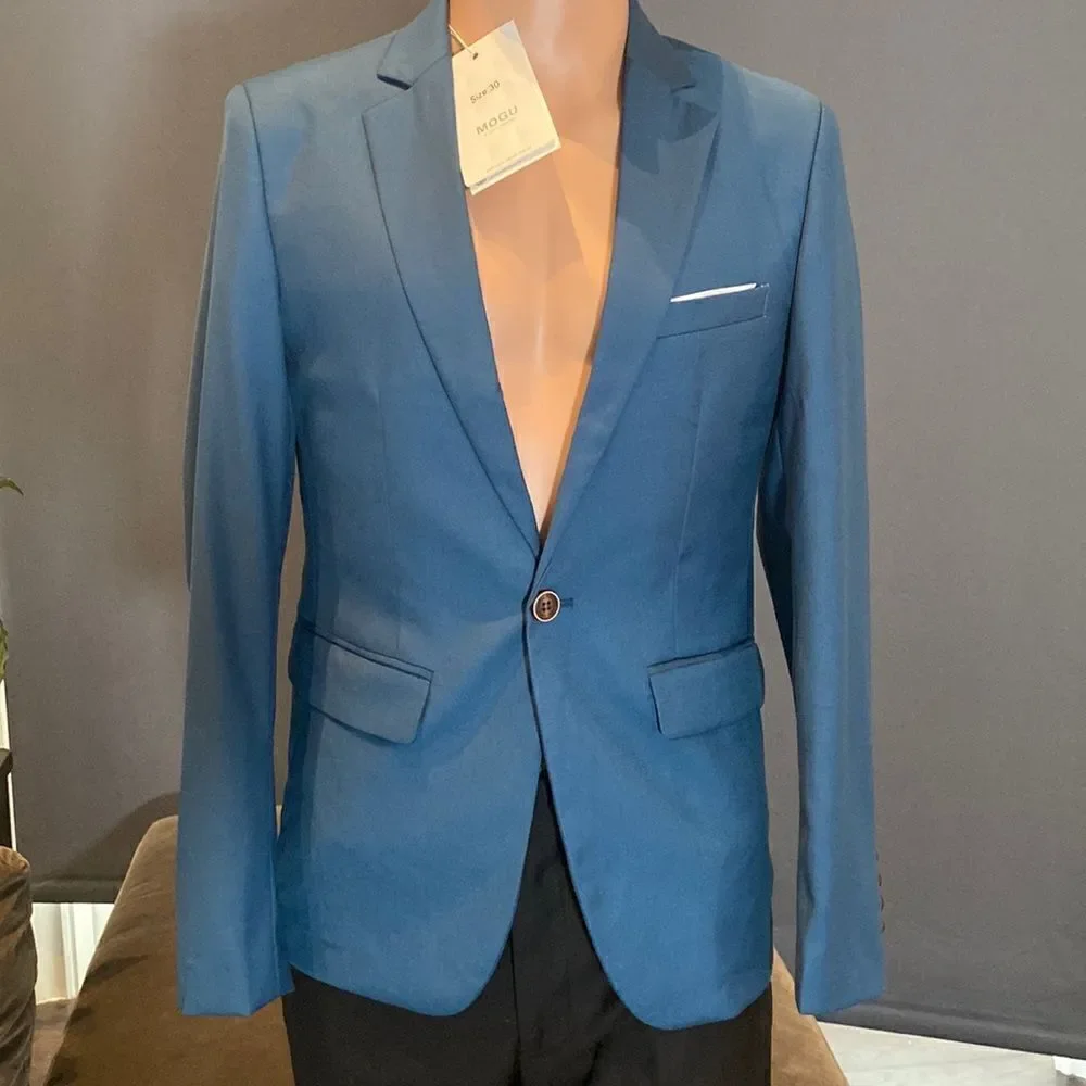Men’s Suit Jacket Blazer Slim Fit One Button Closure Single Breasted Size 30 NWT